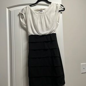 Sweet storm black and white midi dress